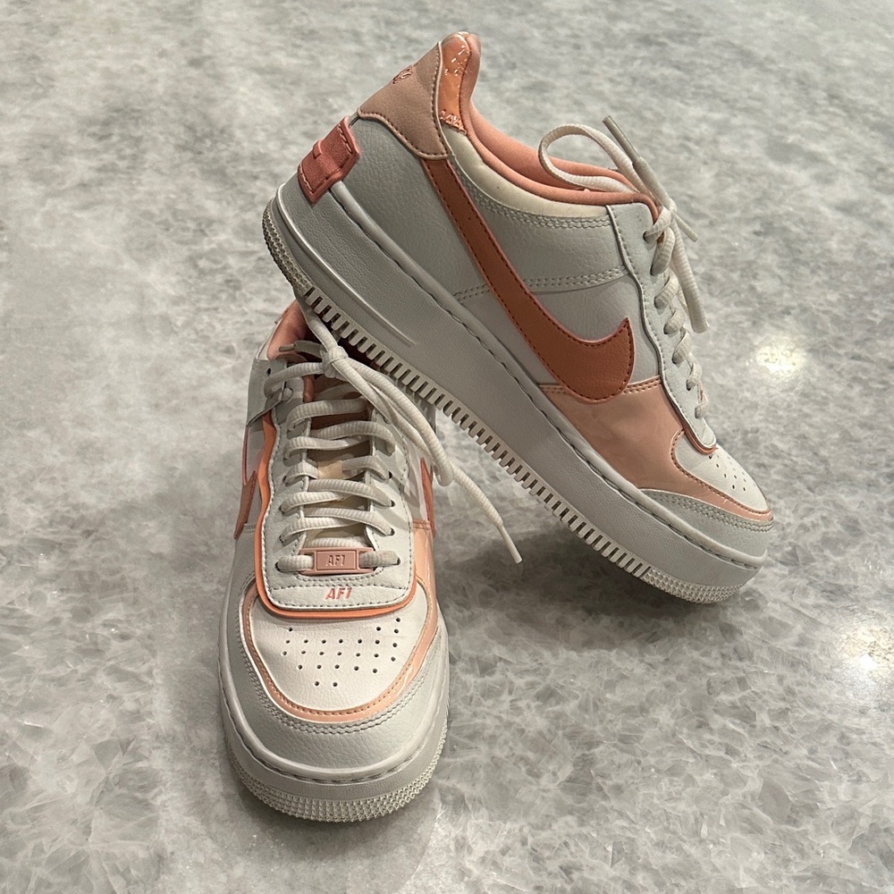 Nike Air Force 1 Sneakers, Size 8, Light Pink/Salmon &  White